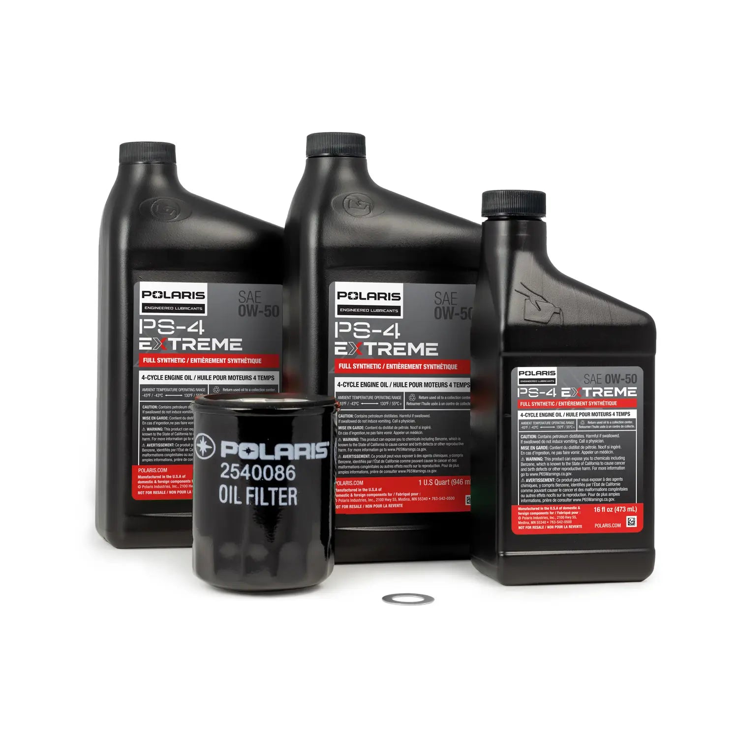 Full Synthetic Oil Change Kit, 2.5 Qts. Of PS-4 Extreme 0W-50 Engine Oil, 1 Oil Filter and Crush Washer, Part 2890057