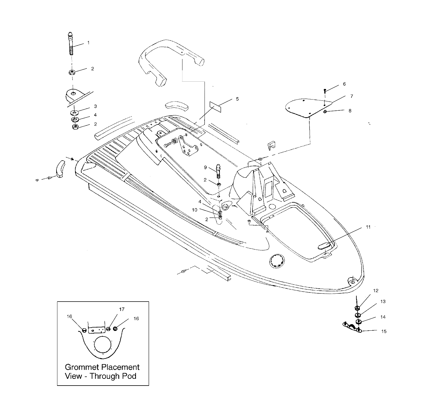POLARIS OEM PART# 5410989 GROMMET,BOOT FOR PWC / JETSKIT HANDLEBAR POD