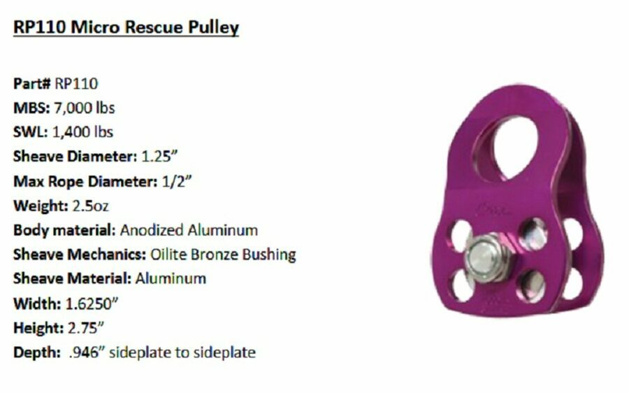 CMI Micro Arborist Pulley Single Sheave for 1/2" Rope - Purple