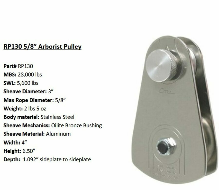 CMI Arborist Rigging Pulley for 5/8 Rope