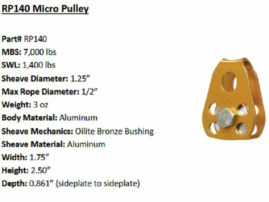 CMI Micro Glide Arborist Pulley for 1/2" Rope