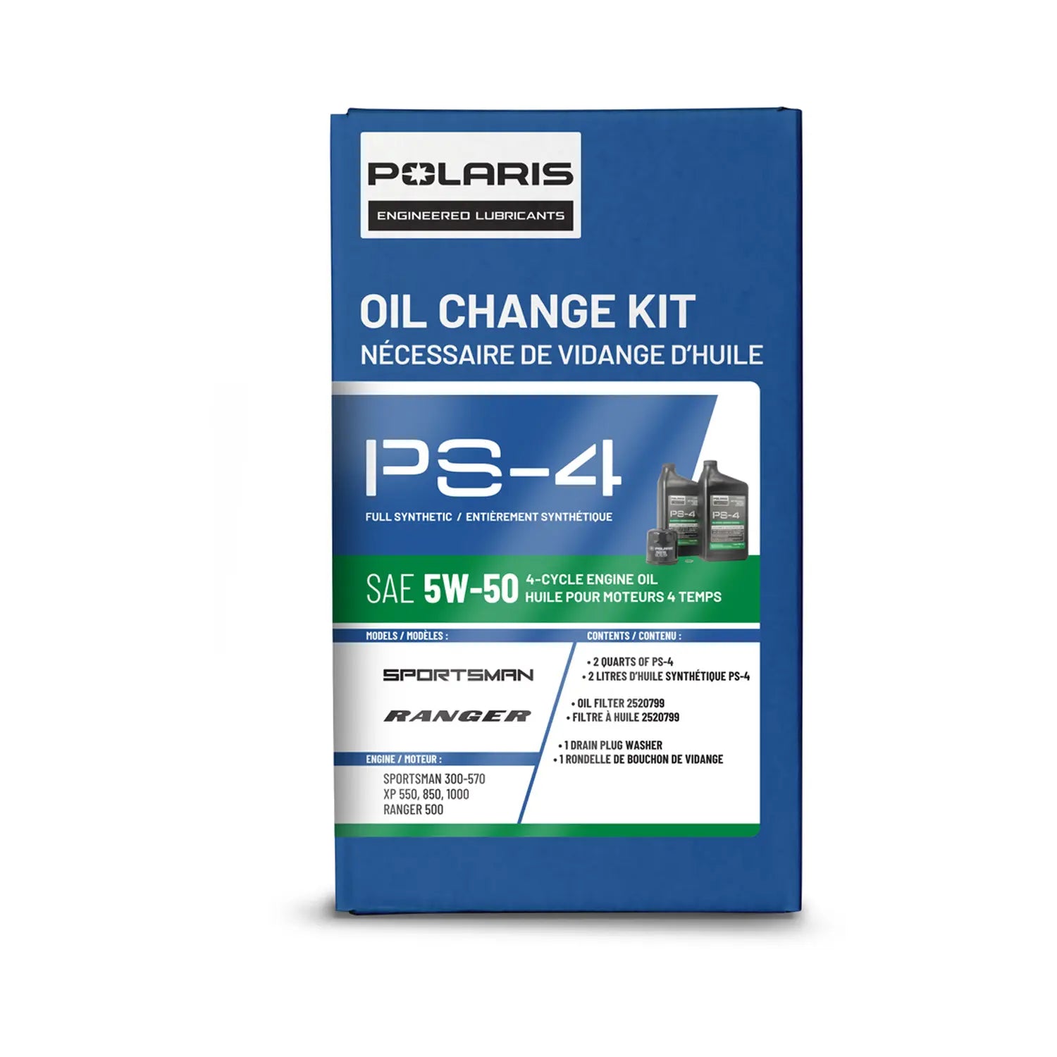 Polaris Full Synthetic Oil Change Kit, 2877473, 2 Quarts of PS-4 Engine Oil and 1 Oil Filter
