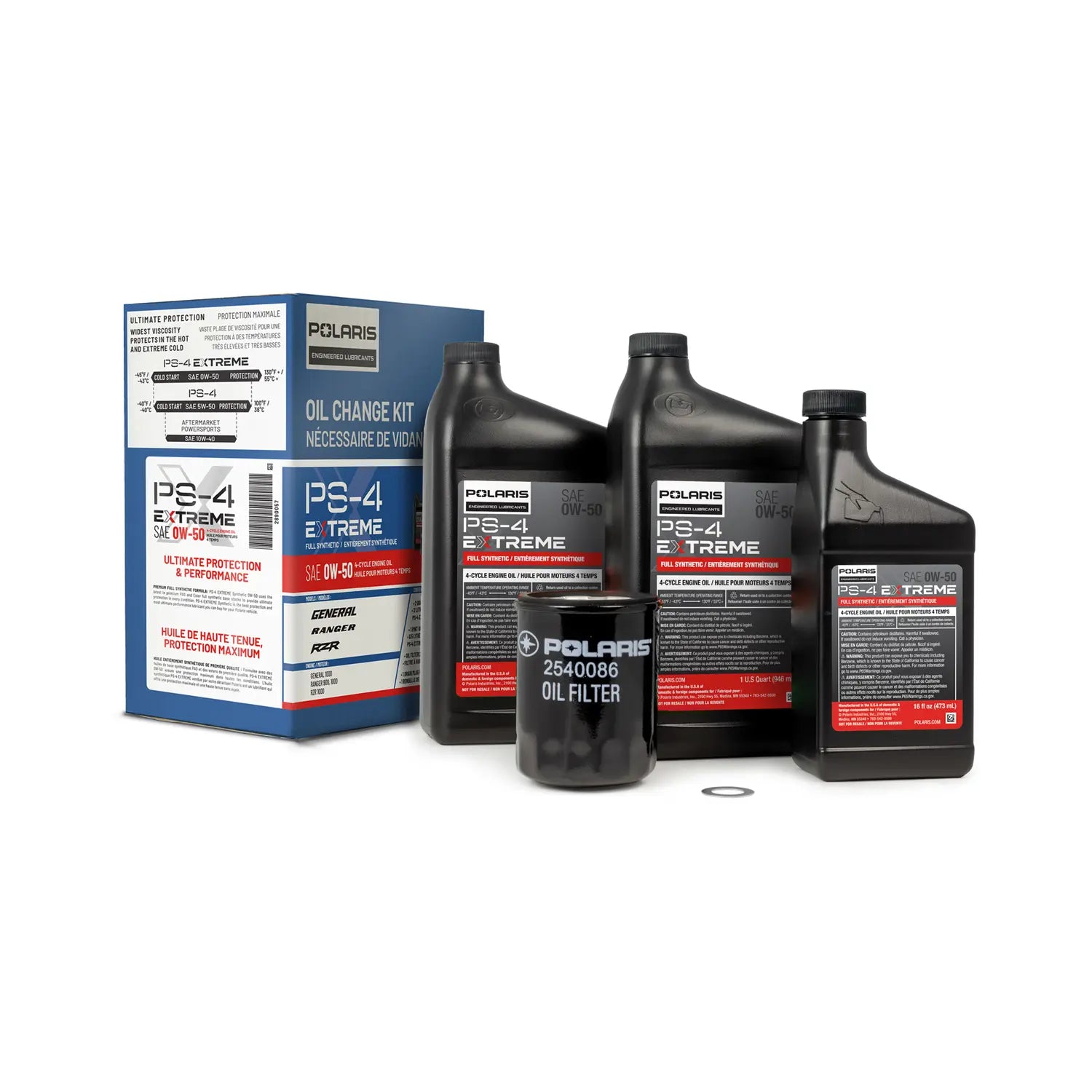 Full Synthetic Oil Change Kit, 2.5 Qts. Of PS-4 Extreme 0W-50 Engine Oil, 1 Oil Filter and Crush Washer, Part 2890057