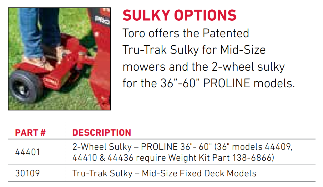 Toro PROLINE 2-Wheel Sulky-44401
