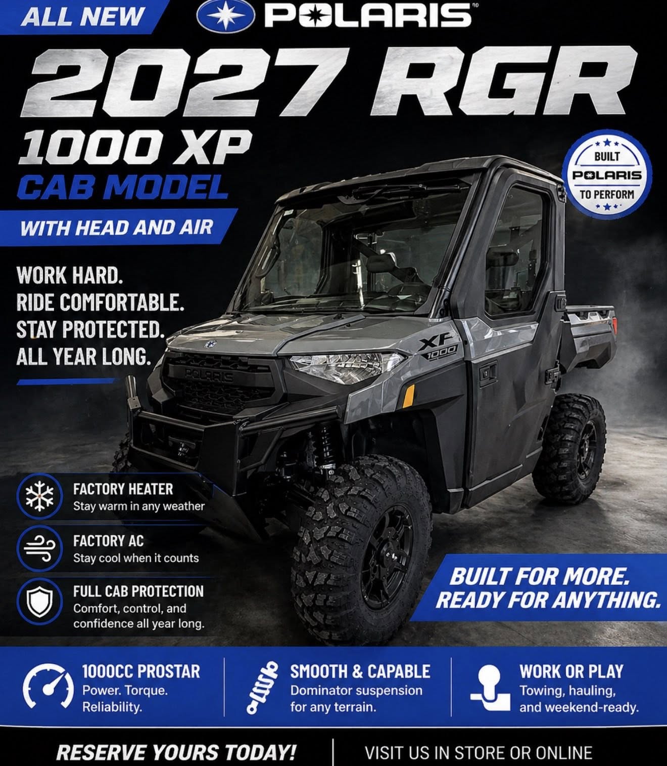 2027 RANGER XP 1000 CAB AVALANCHE GRAY