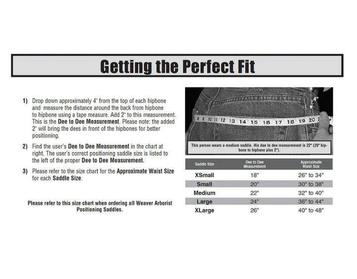 Weaver Large Tree Climbing Harness 4/Dee Cotton No Lower Straps