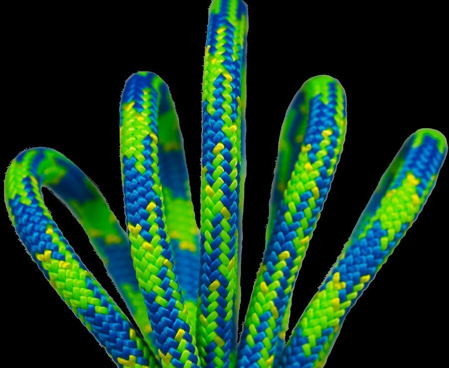 Climbing Rope, Blue Craze, 7/16" Dia, 150' Length, 1 Sewn Tight Eye