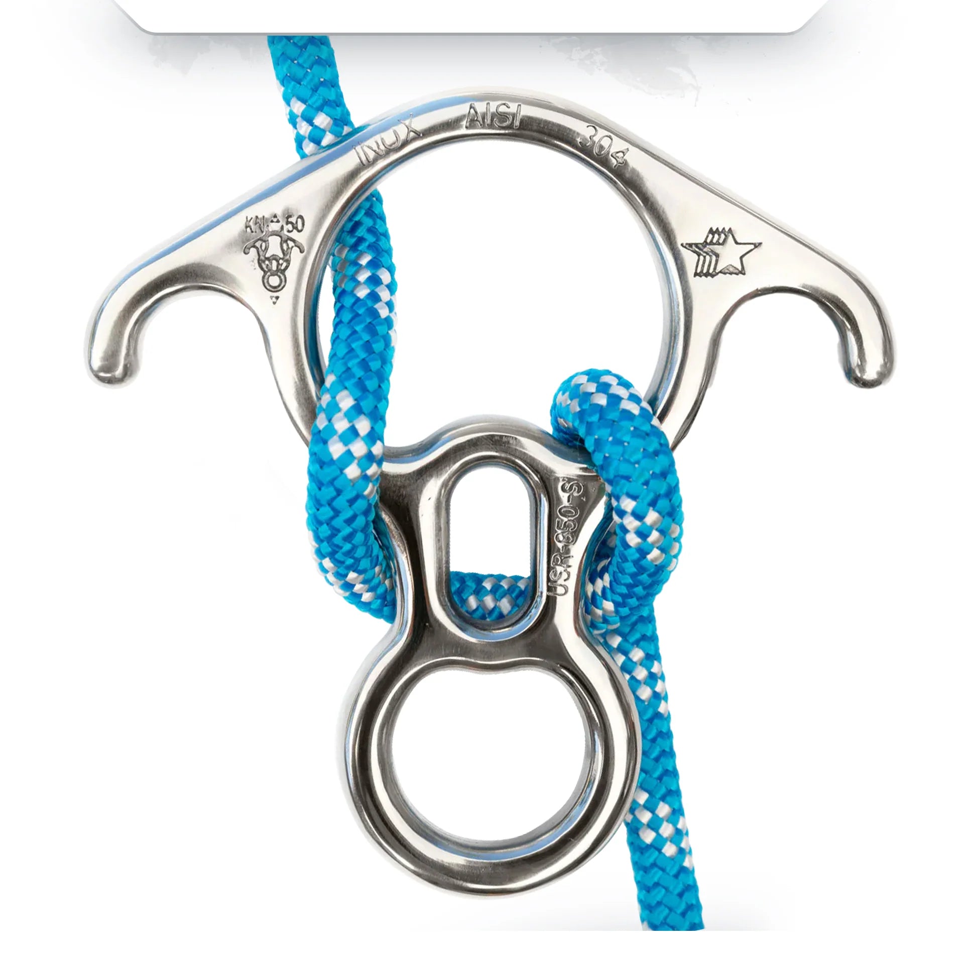 Big Rescue Figure 8 Descender - Premium Stainless Steel - Bent-Ears Design - 50kN (11,240 lb) MBS