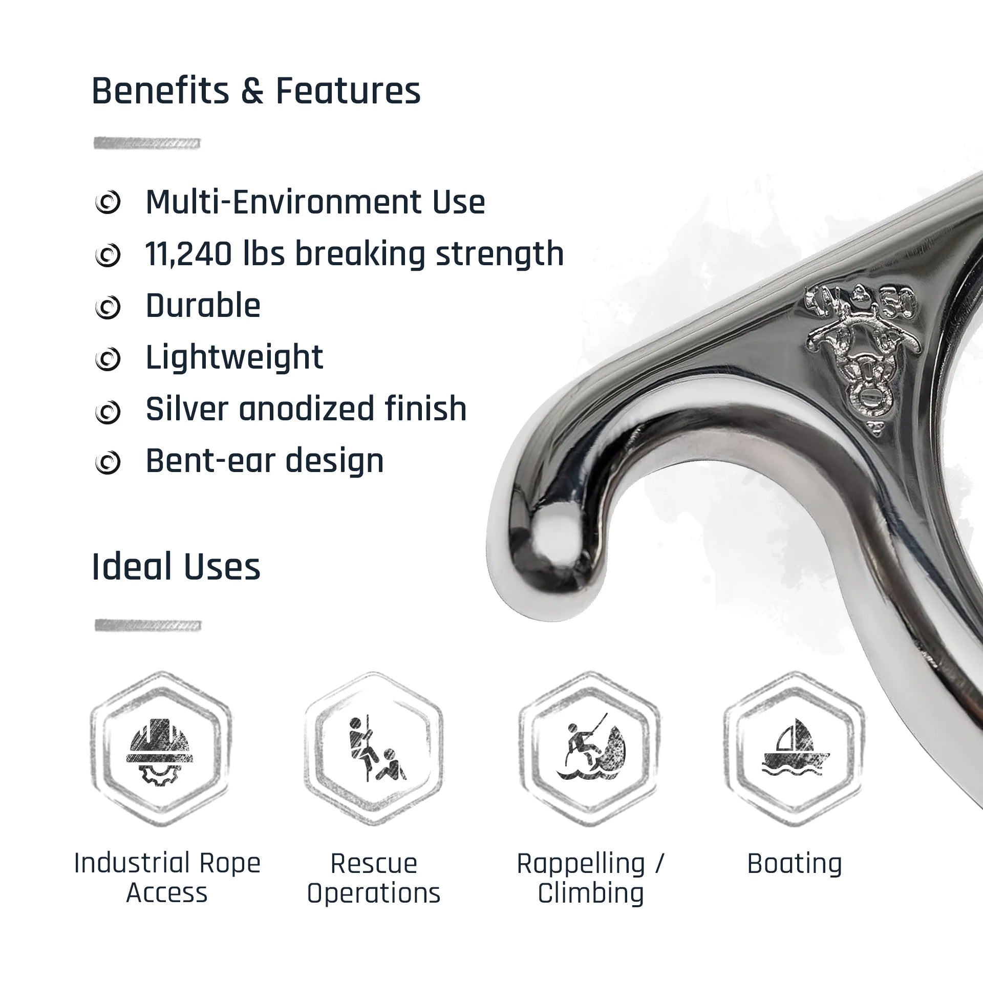Big Rescue Figure 8 Descender - Premium Stainless Steel - Bent-Ears Design - 50kN (11,240 lb) MBS