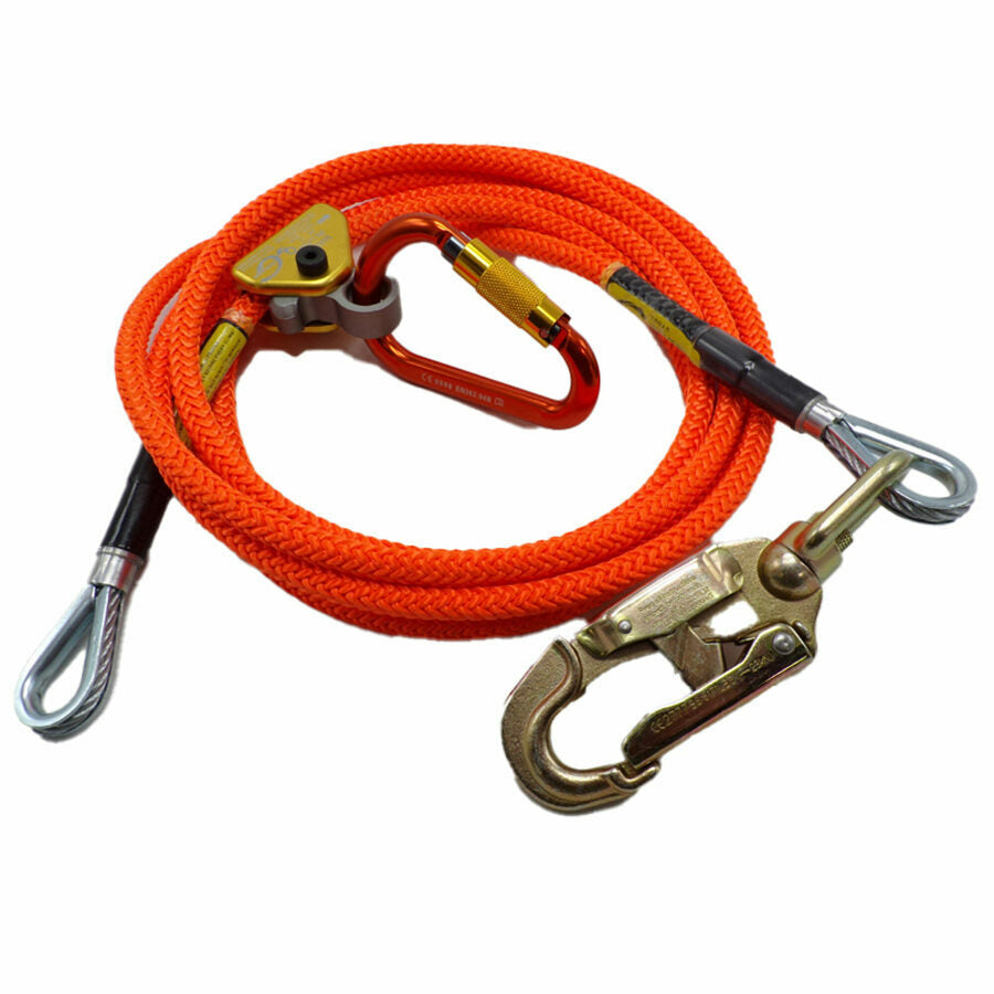CLIMB RIGHT 1/2 X 10' WIRE CORE LANYARD KIT W/ ROPE GRAB & CARABINER