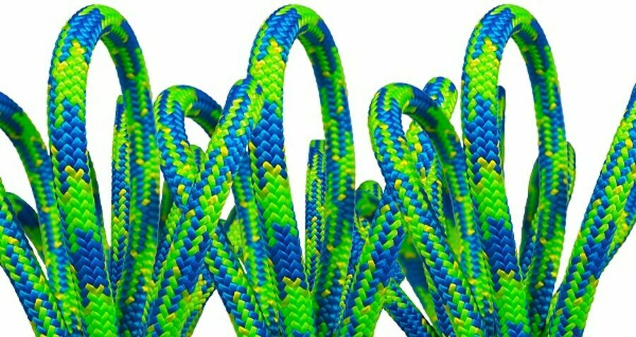 Climbing Rope, Blue Craze, 7/16" Dia, 150' Length, 1 Sewn Tight Eye
