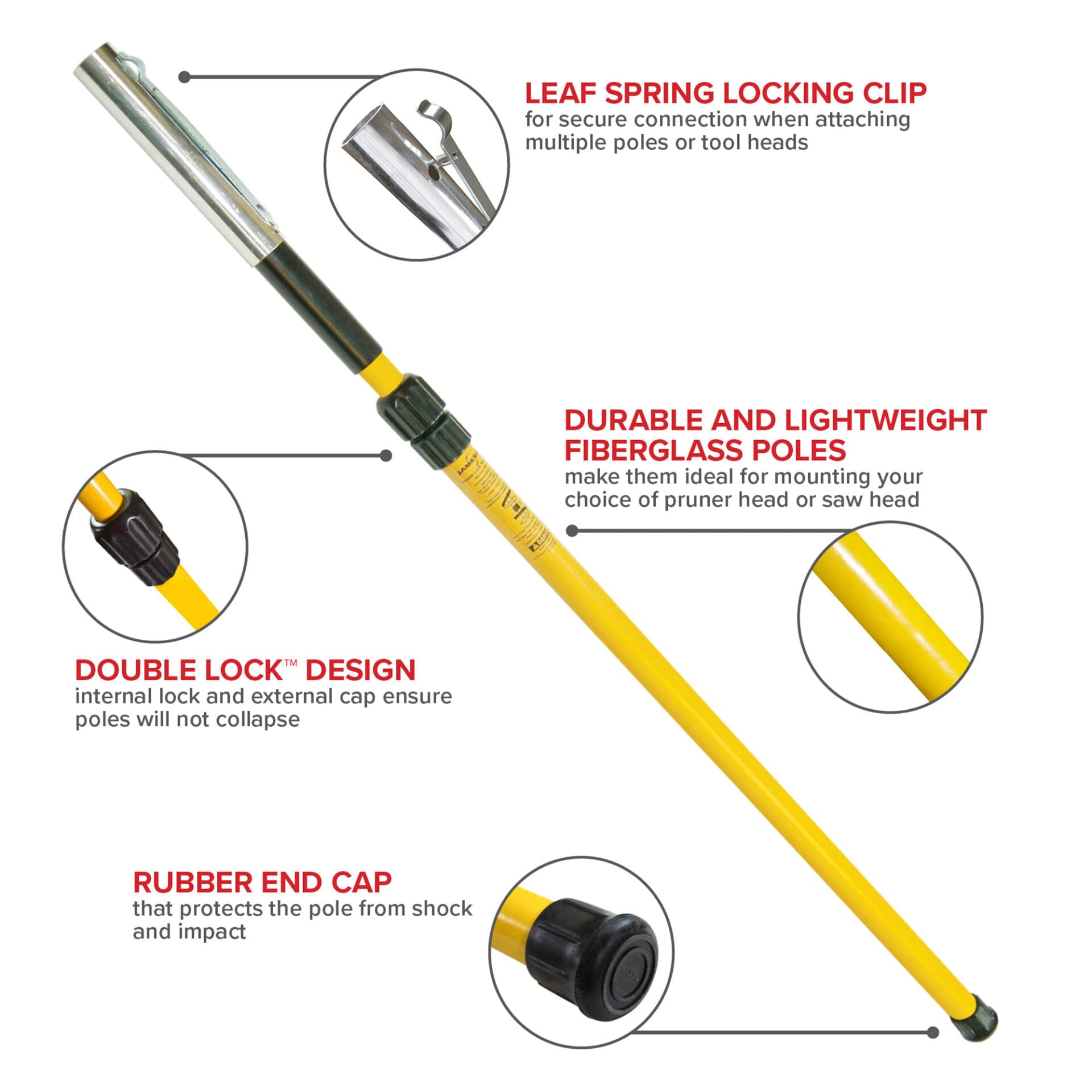 Jameson Double Lock™ Telescoping Pole with Female Ferrule, 6-12 ft.