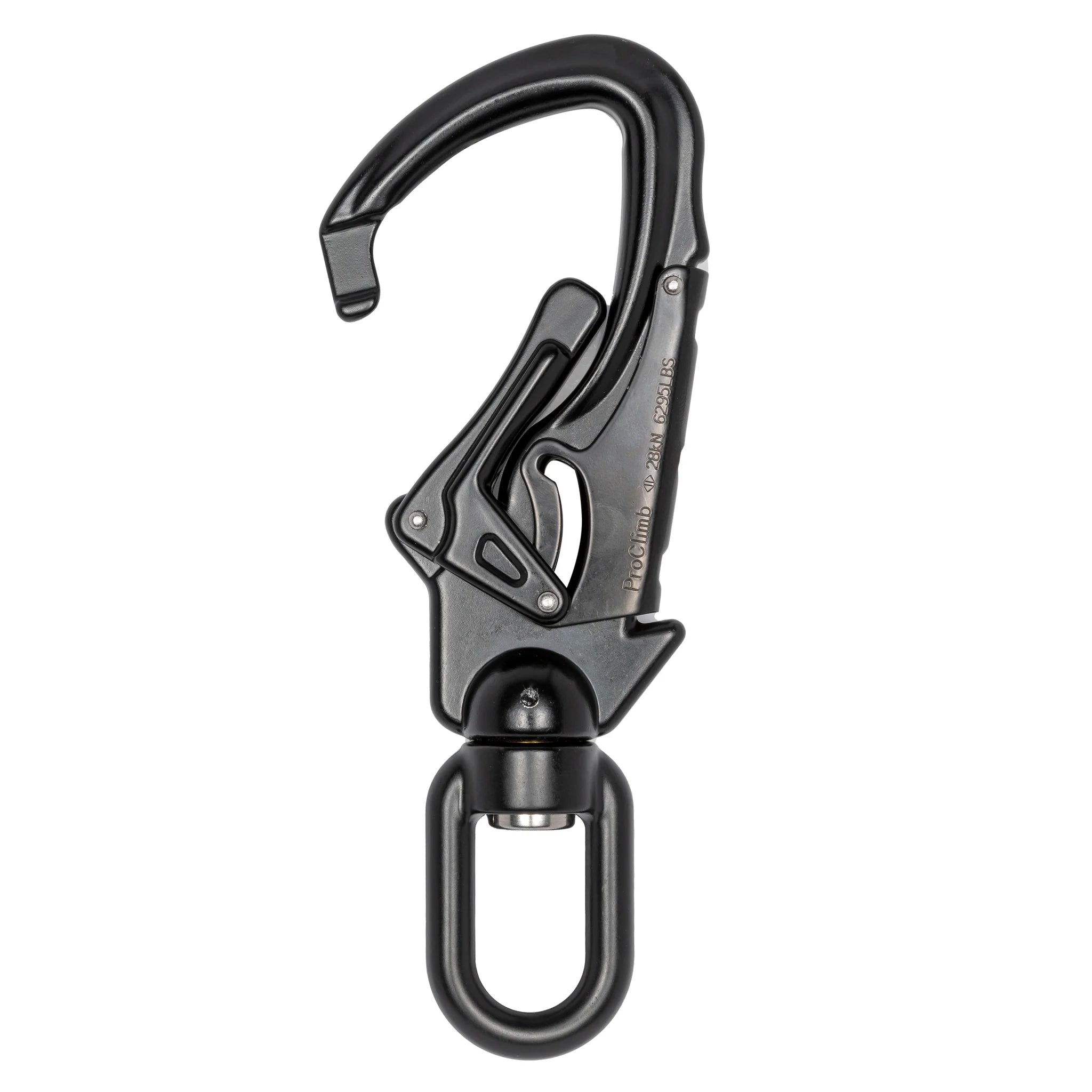 Forged Aluminum Swivel Snap Hook - Double-Action Locking Gate - 28kN (6,294 lb) MBS - Lightweight