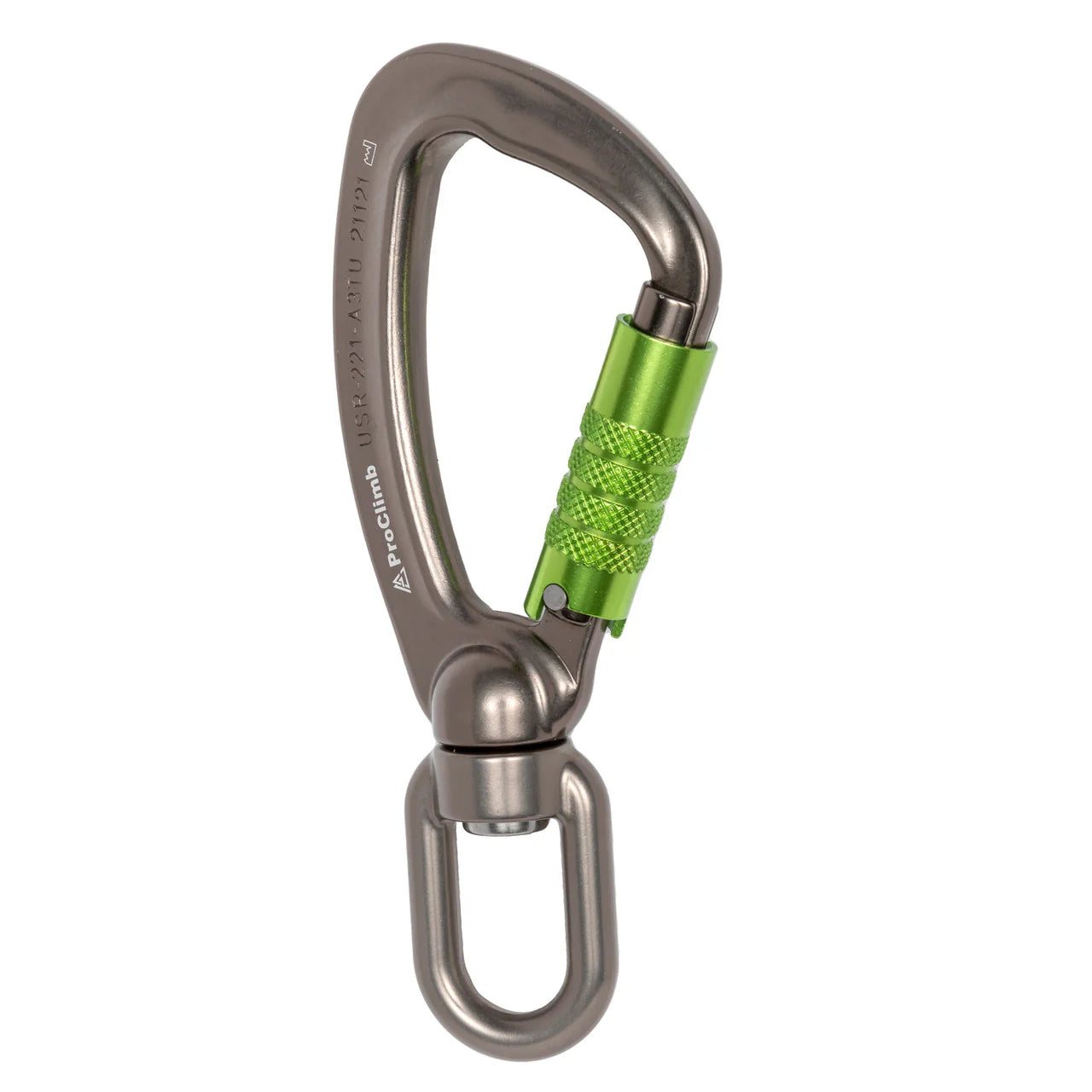 Professional Aluminum Swivel Carabiner - 25kN Triple Lock - Keylock Design