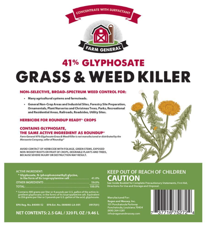 Farm General Grass and Weed Killer 41% Glyphosate 2.5 Gallon