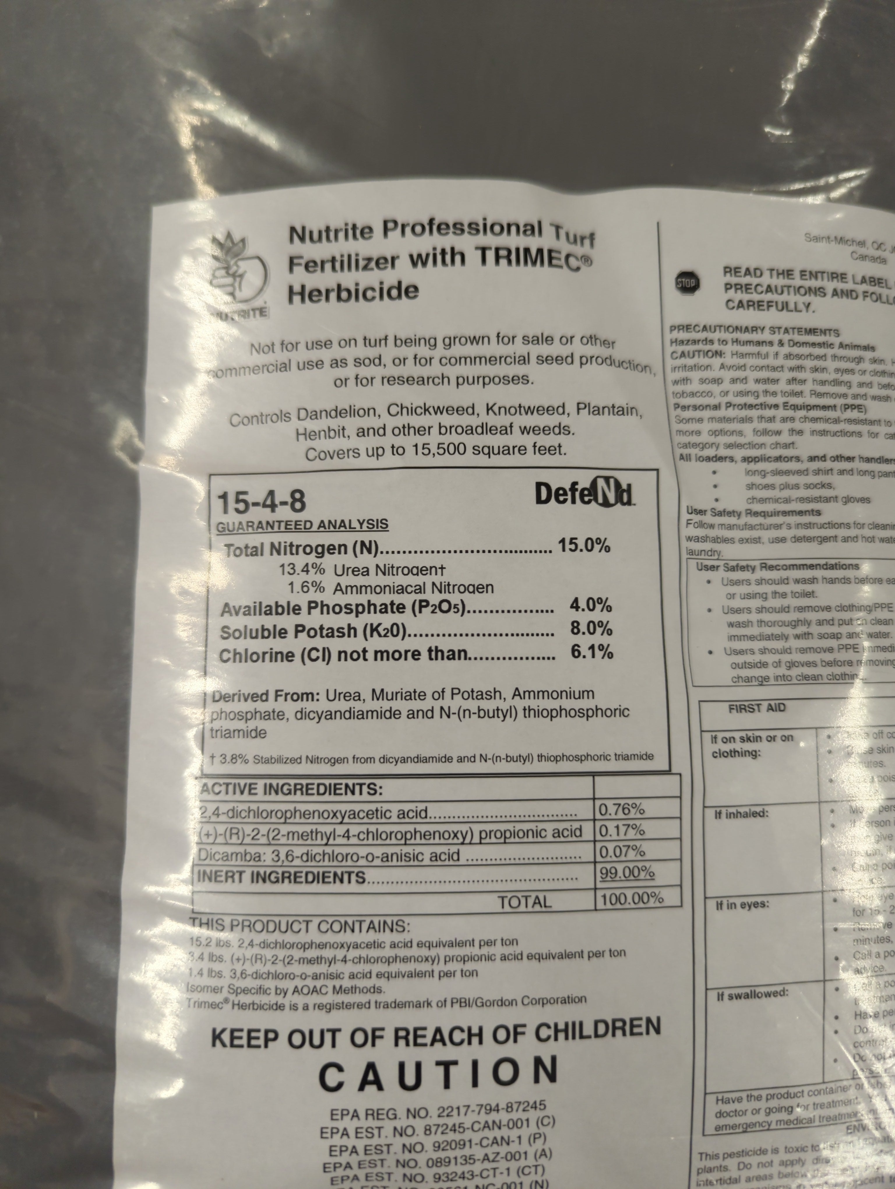 Weed & Feed Fertilizer 15-4-8 w/ Trimec